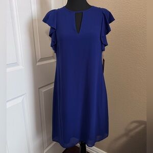 Vince Camuto Royal Blue Ruffle Sleeve Shift Dress